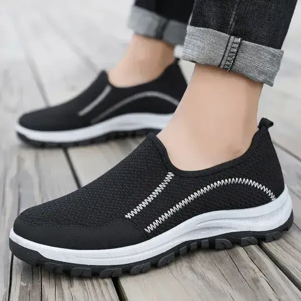 Mens Flyknit Sneakers | Moisture-Wicking Low-Top Casual Shoes in Blue, Black, Grey