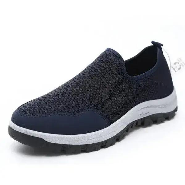 Mens Flyknit Sneakers | Moisture-Wicking Low-Top Casual Shoes in Blue, Black, Grey