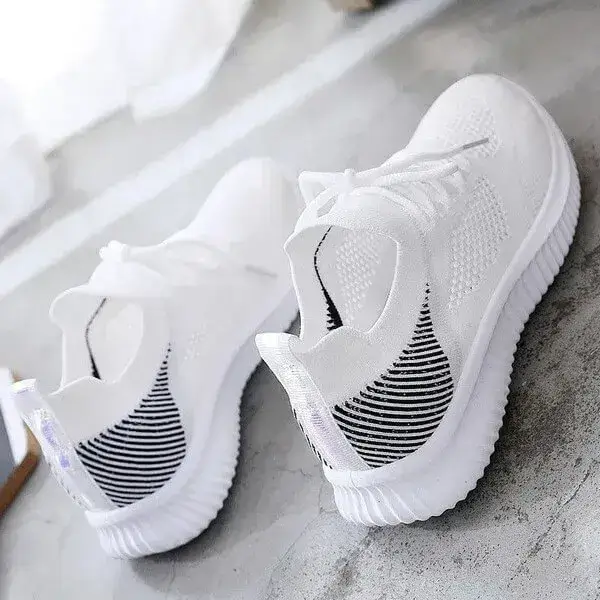 Womens Colorblock Breathable Sneakers | Fashion Slip-On Comfort Shoes in Black, Pink, White