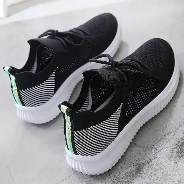 Womens Colorblock Breathable Sneakers | Fashion Slip-On Comfort Shoes in Black, Pink, White