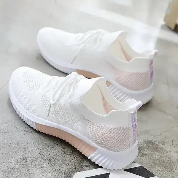 Womens Colorblock Breathable Sneakers | Fashion Slip-On Comfort Shoes in Black, Pink, White