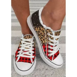 Atozfootwear Women Casual 3D Printing Color Leopard Canvas Shoes