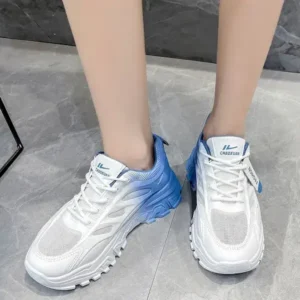 Atozfootwear Women Fashion Round Toe Breathable Mesh Gradient Sneakers