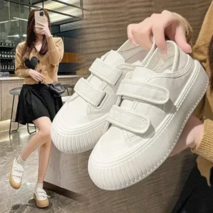 Atozfootwear Women Fashion Round Toe Thick Sole Velcro Pu Sneakers