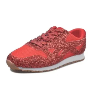 Atozfootwear Women Fashion Round Toe Platform Sequins Rhinestone Platform Sneakers