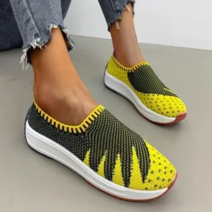 Atozfootwear Women Fashion Fly Knit Breathable Platform Low Top Sneakers