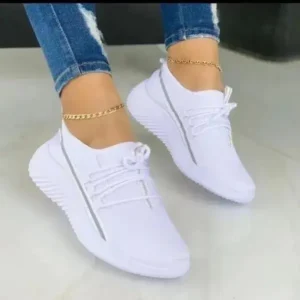 Atozfootwear Women Fashion Breathable Lace-Up Flat Mesh Sneakers