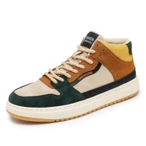 Atozfootwear Men'S Fashion Breathable Color Block Pu Sneakers