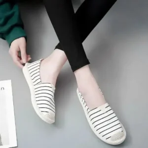 Atozfootwear Fashion Stripe Pattern Design Women Round-Toe Casual Espadrilles Shoes