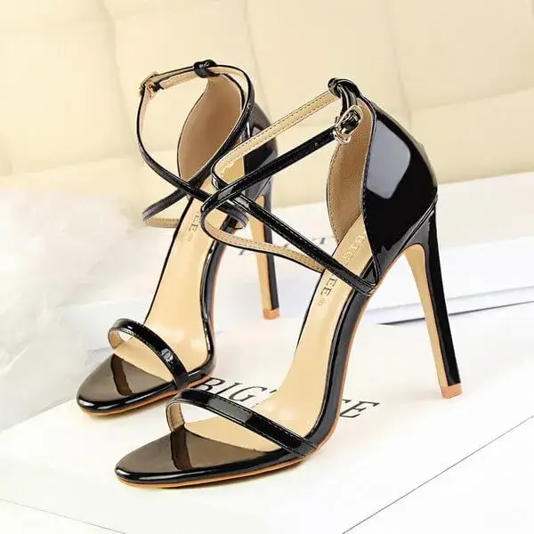 Atozfootwear Women Fashion Sexy Hollow Cross Stiletto Heel Sandals