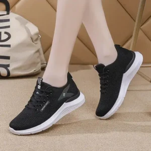 Atozfootwear Women Sports Casual Lace Up Design Mesh Breathable Wedge Sneakers