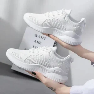 Atozfootwear Women Fashion Sports Lace Up Design Mesh Breathable Platform Sneakers