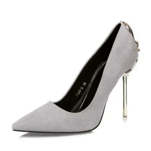 Atozfootwear Women Sexy Metal Heel Pointed-Toe High Heels Shoes