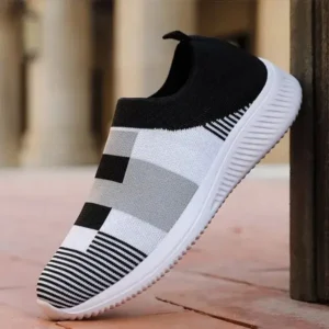 Atozfootwear Women Casual Knit Design Breathable Mesh Color Blocking Flat Sneakers