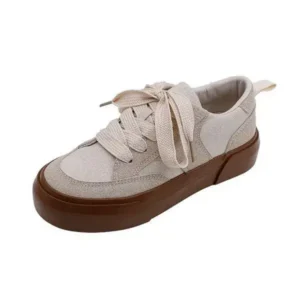 Atozfootwear Women Casual Round Toe Lace Up Design Platform Sneakers