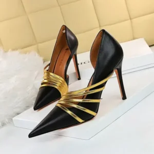 Atozfootwear Women Fashion Sexy Pointed Toe Hollow Design Stiletto Shoes