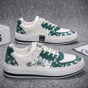 Atozfootwear Men Fashion Cashew Flower Printed Canvas Sneakers