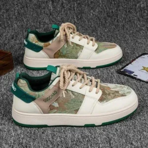 Atozfootwear Men'S Casual Retro Secret Forest Oil Painting Pattern Sneakers