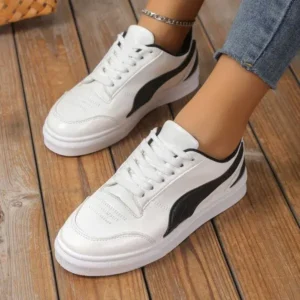 Atozfootwear Women Fashion Plus Size Thick-Soled Round Toe Flat Sneakers