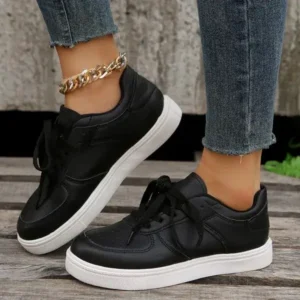 Atozfootwear Women Fashion Casual PU Lace-Up Sneakers