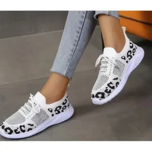 Atozfootwear Women Fashion Plus Size Spotted Mesh Breathable Round Toe Sneakers