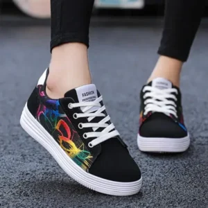 Atozfootwear Men Fashion Graffiti Pattern Lightweight Canvas Sneakers