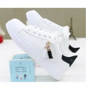 Atozfootwear Women Fashion Flat Solid Color Lace-Up Sneakers