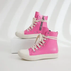 Atozfootwear Women Fashion Rose Faux Leather High Top Shoes