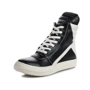 Atozfootwear Women Fashion Casual Black White Inverted Triangle High Top Shoes