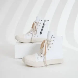 Atozfootwear Women Fashionable Hip Hop White High Top Sneakers