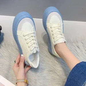 Atozfootwear Women Fashion Round Toe Lace-Up Sneakers